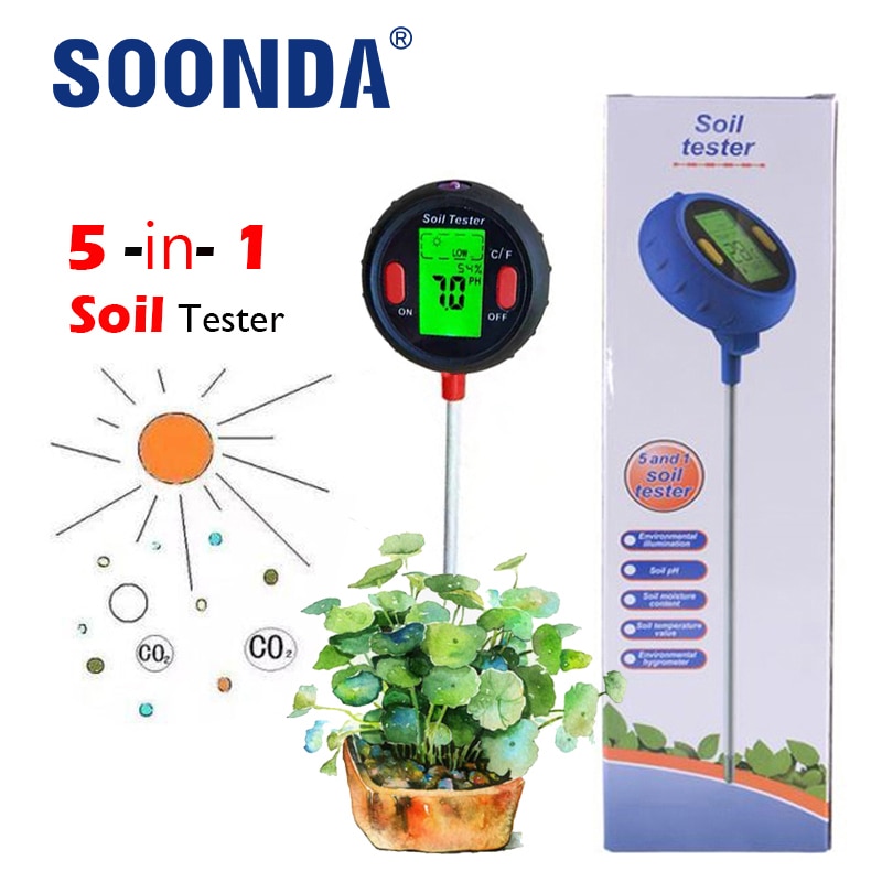 Potted Pot PH Meter For Soil Moisture Acidity Tester Hydroponic Agriculture Sunlight Intensity Temperature Lawn Farm Plant Tool