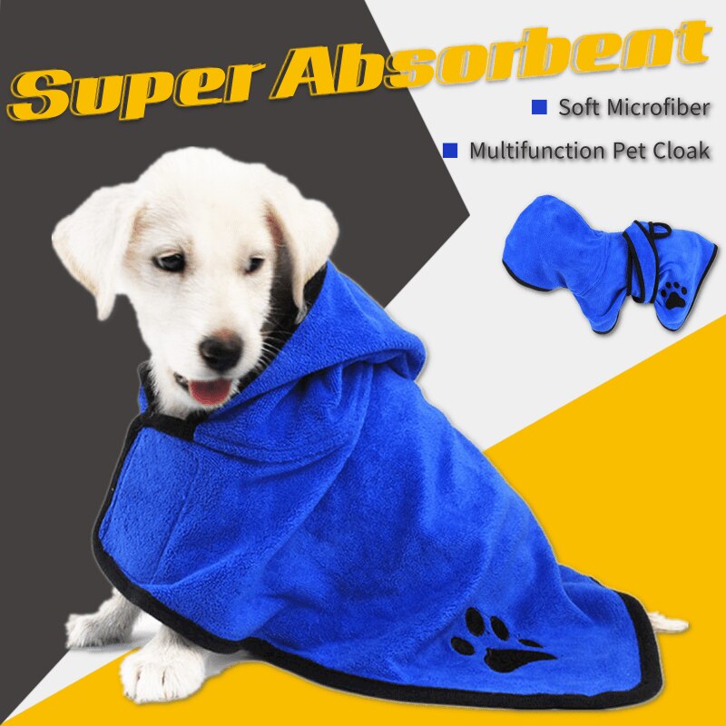 Soft Super Absorbent Microfiber Pet Dog Towels Bathrobe Dog Towel Drying Robe Quick-Drying Cat Pet Cloak Multifunction For House