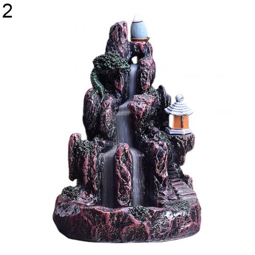 Resin LED Backflow Censer Diffuser Backflow Incense Burners Holder Buddhist Zen Censer Home Decor Incense Cones Waterfall decor