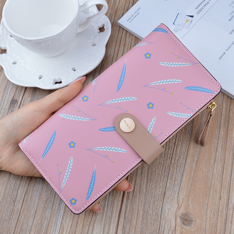 Women Long wallet Clutch Buckle printing Woman's Large Capacity Wallets Female Purse Lady Purses Phone Pocket Card Holder 515