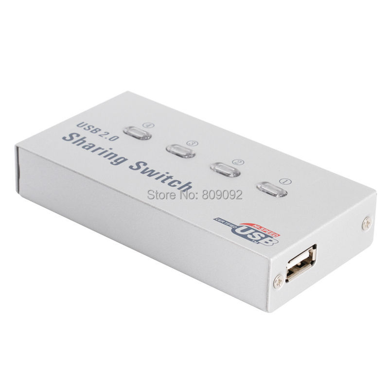 4 Ports USB 2.0 Sharing Switch 4 in 1 Out USB Switcher Adapter Box Selector Box USB Hub for PC Scanner Printer Copier Plotter