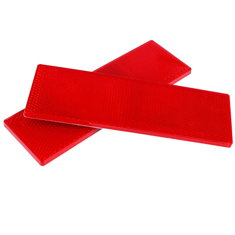 2 Stuks Plastic Rechthoekige Stick-On Auto Reflector Reflecterende Sticker Veiligheid Teken: RD