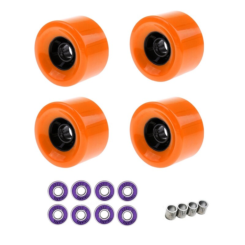 Strikate 4Pcs 83Mm Longboard Wielen Met Lager En Spacer Combo 82A Pu Wielen: Orange