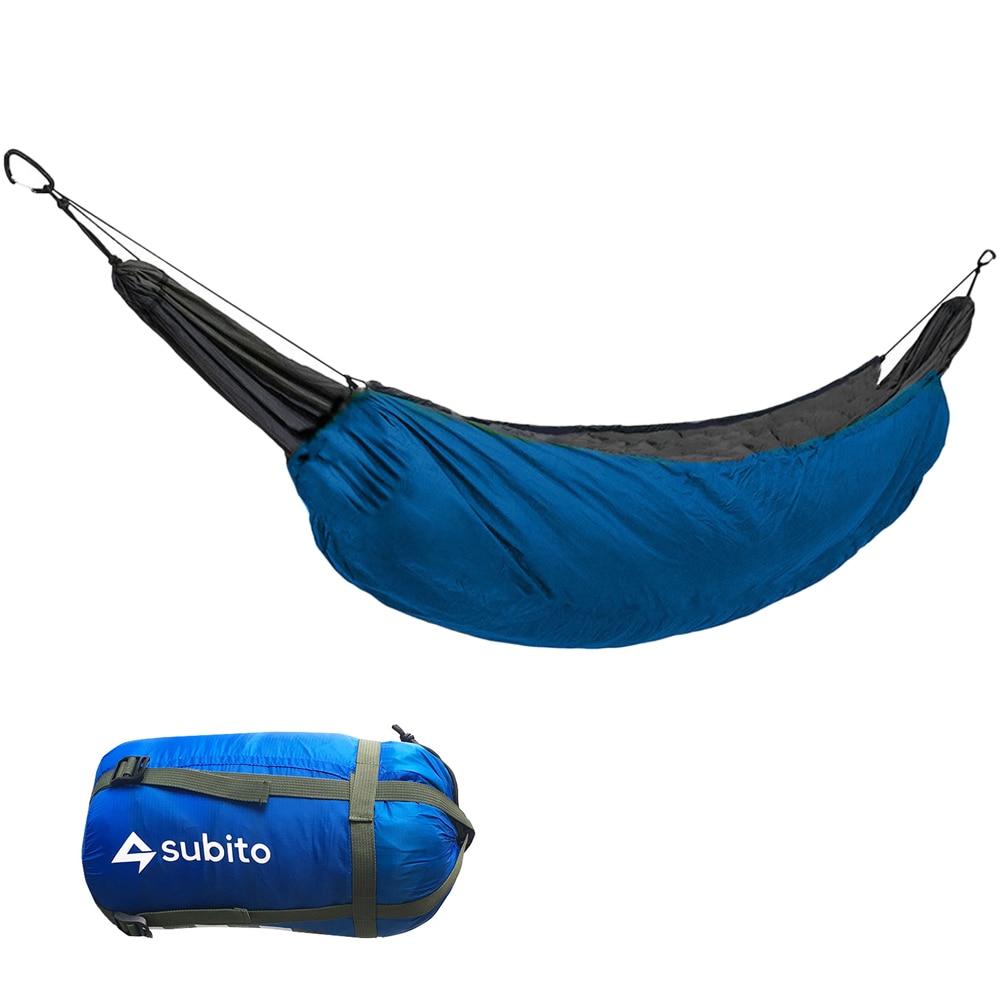 Bærbar hængekøje underquilt hængekøje termisk under tæppe hængekøje isoleringstilbehør outddor camping sovepose til camping: Himmelblå