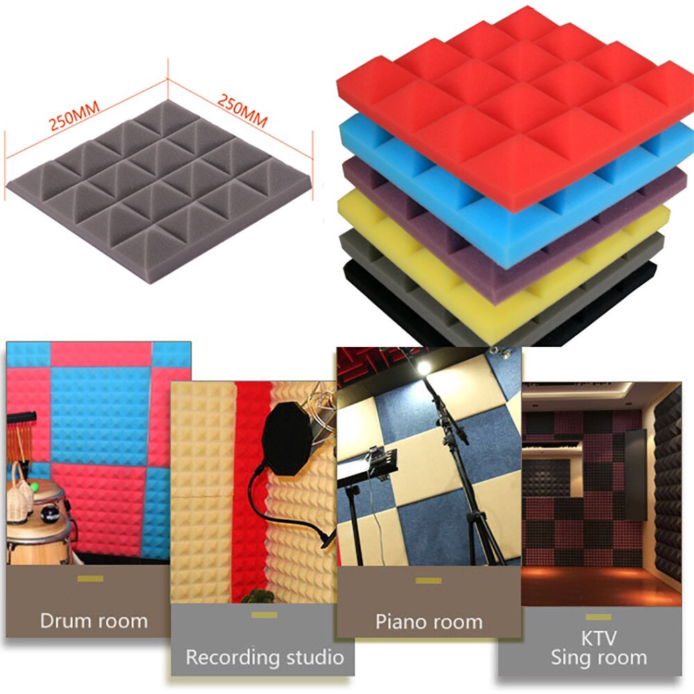 Studio Soundproof foam Wallpapers 25x25x5cm Acoustic Foam Panel Sound Stop Absorption Sponge Studio KTV Soundproof Wall Decal