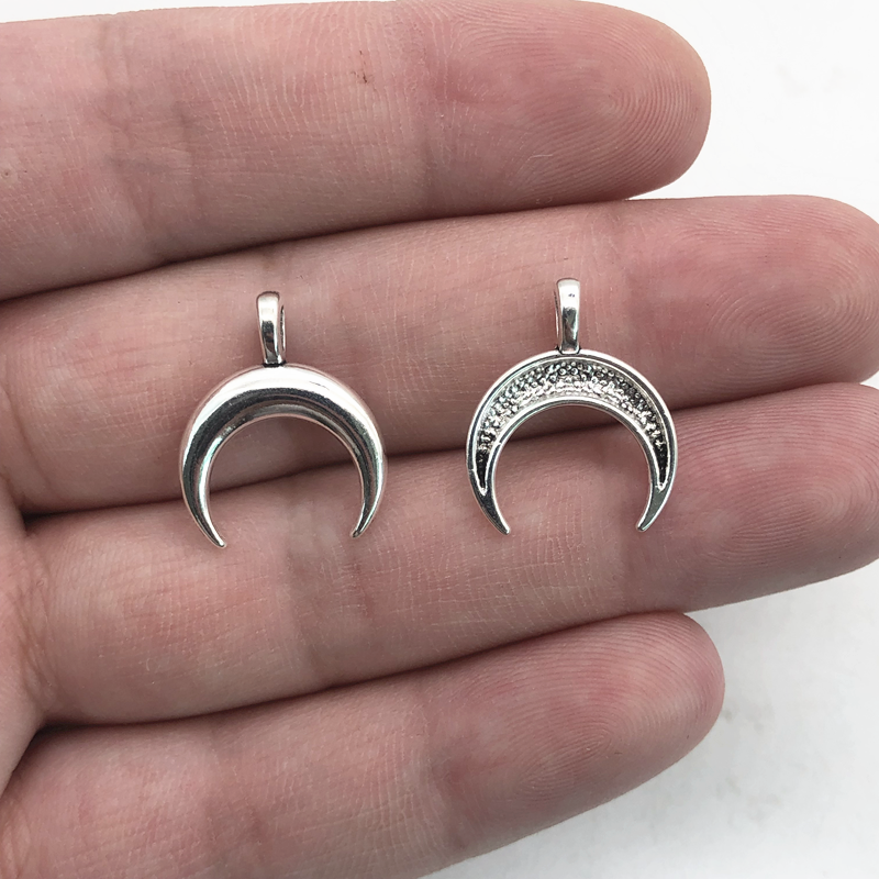 15Pcs 21X17Mm Hanger Hoorns Crescent Moon Charm Hangers Voor Sieraden Maken Diy Oorbel Maan Hangers Handgemaakte accessoires