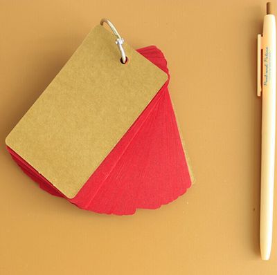 Candy Color Buckle Binder Notes Portable Flash Cards Memo Pads Cute Stationery DIY Blank Card: Red