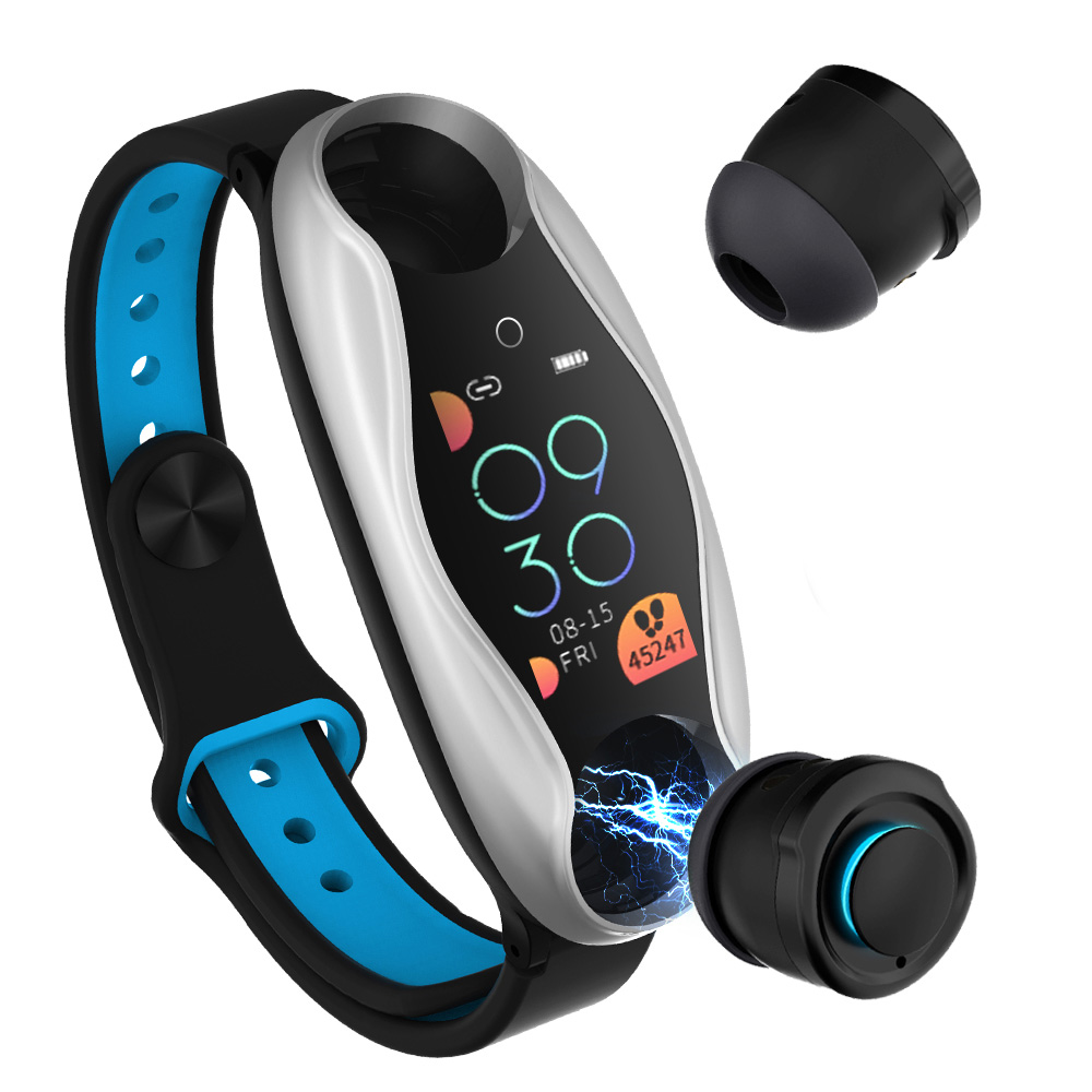 Femperna casque sans fil Double Bluetooth Earub écouteurs réponse appel souffle lumière Fitness bracelet intelligent montre intelligente: Default Title