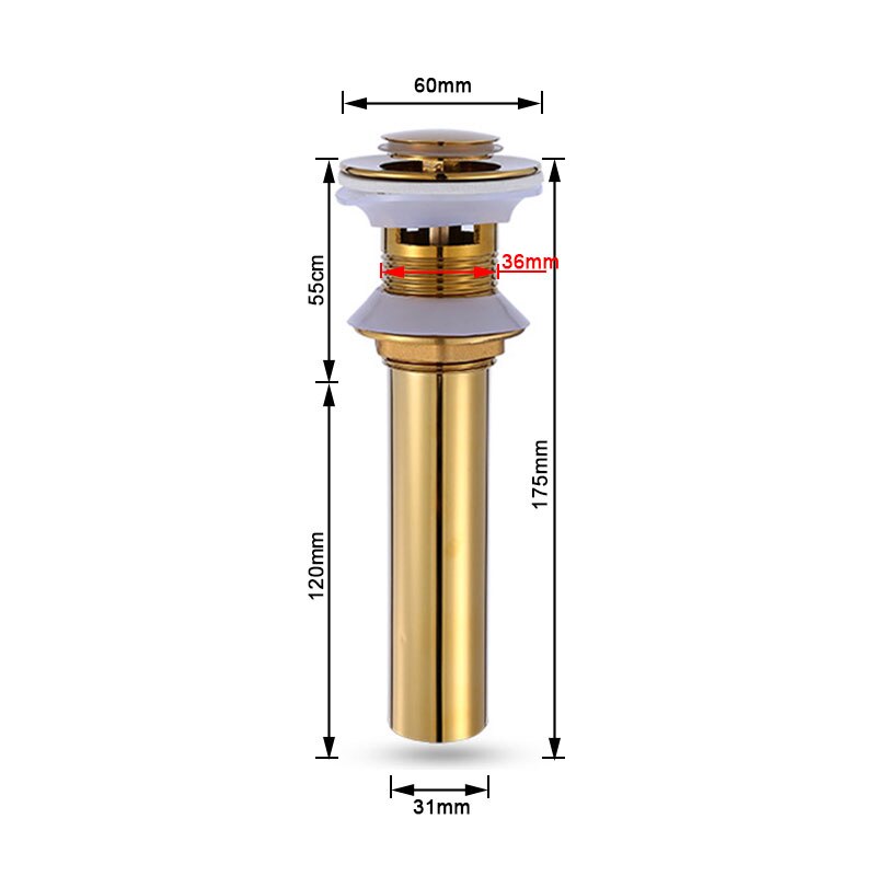 Goud Badkamer Pop Up Drain, Flip Top, Overloop Bad... – Vicedeal