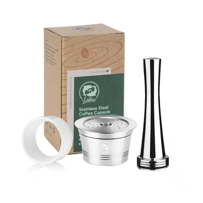 Reusable Coffee Filter Capsule for Caffitaly S21 Machine Refillable Plastic Stainless Steel Coffee Pods Fit 3 Corações Cafeteira: Dark Khaki