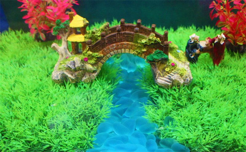 Beautiful Blue Ocean Glass Stone Decoration Ornament For Aquarium Fish Tank