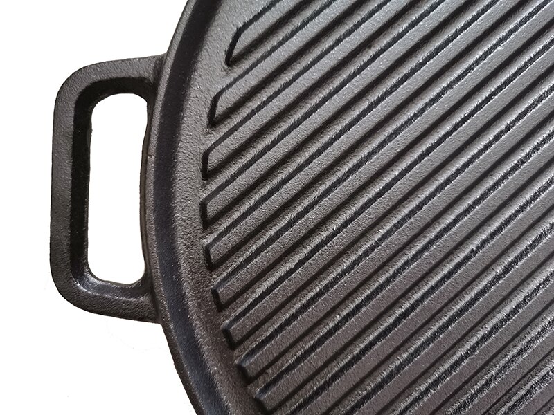 30cm Double-sided Round Cast Iron Grill Pan Multifunctional Uncoated Teppanyaki Steak Frying Pan