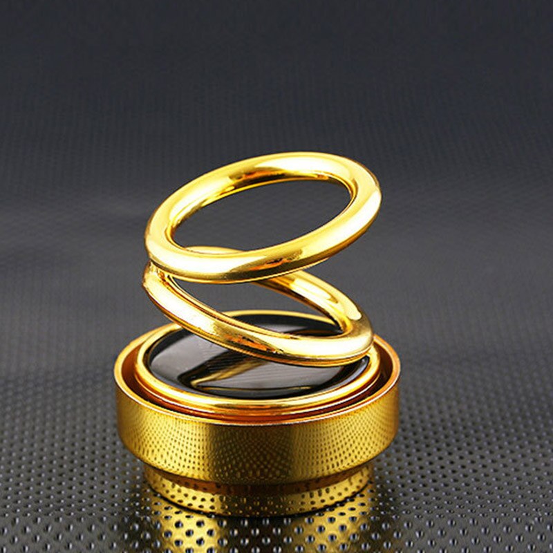 Solar Double Ring Rotating Suspension Car Perfume Air Freshener SCI88: Gold