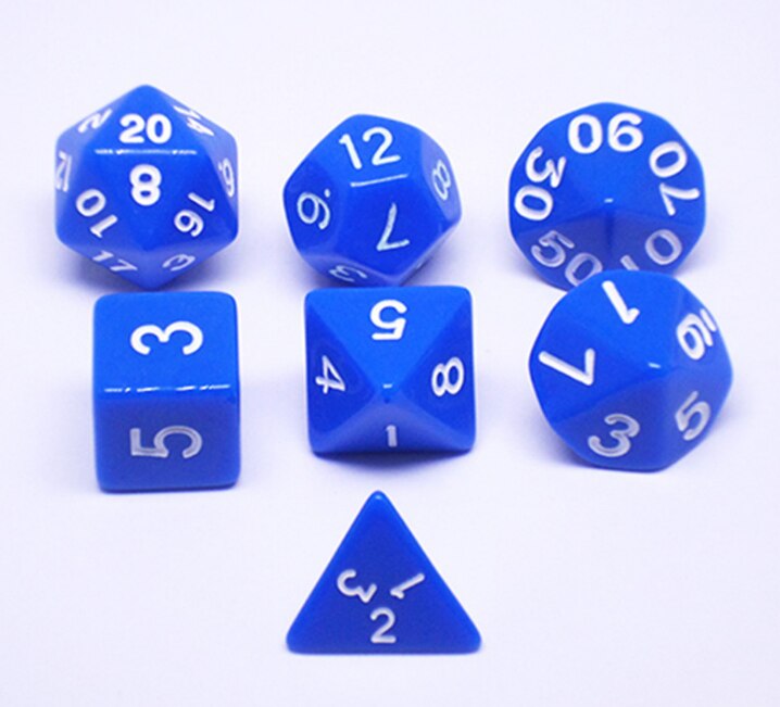 Juego de dados matemáticos para niños, juego de dados de TRPG, 7 unidades: Blue