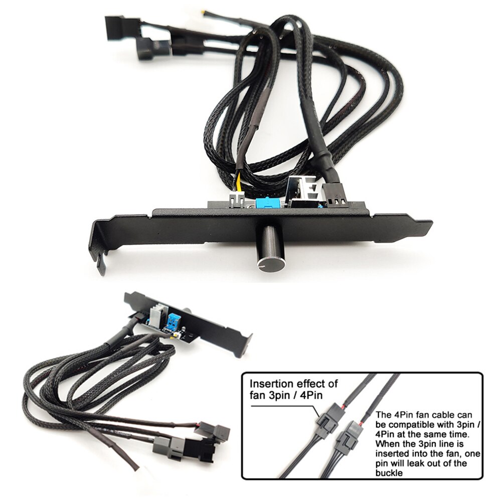 12V 4Pin 3Pin Speed Controller Knob 1 To 3 8 Way Universal Computer Regulator PC Case Cooling Fan Hub Easy Install Practical