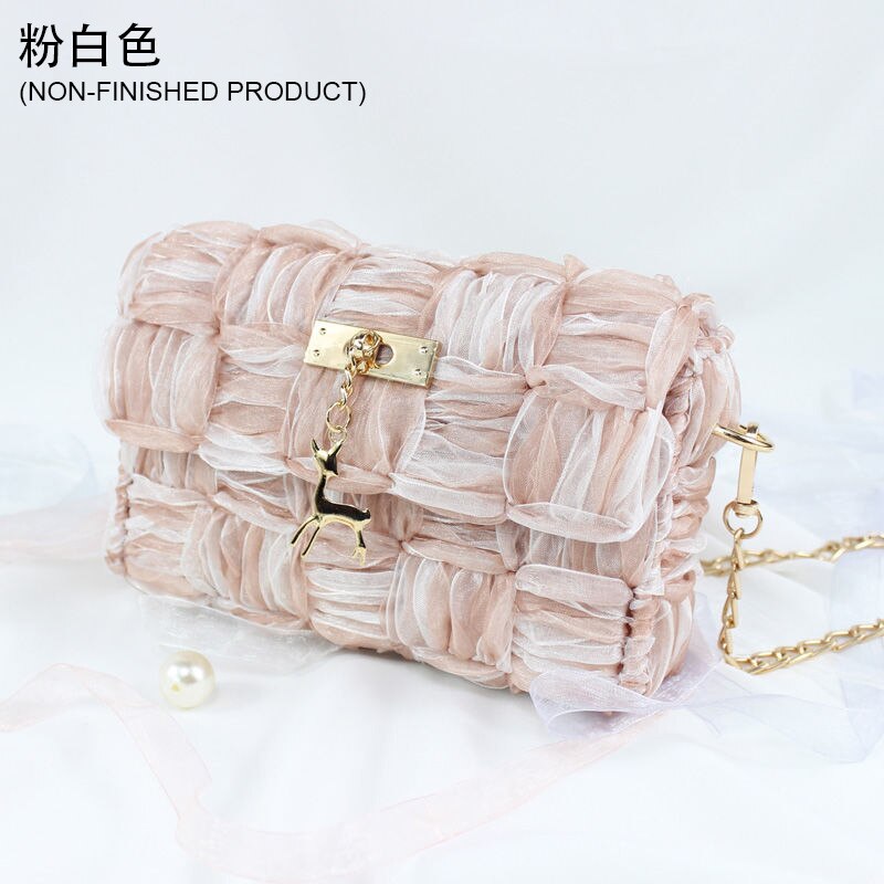 Bag Making Materials DIY Bag Handmade Mesh Cloth Latch Hook Bags Handcraft Weaving Sewing Stich Materials Adult: Pink White