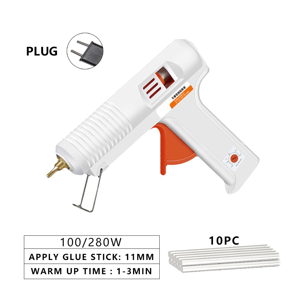 TAITU DIY Melt Glue Guns with 11*100MM Adhesive Stick Silicone Guns Industrial Electric Repair Heat Temperature Tools: white 10pc