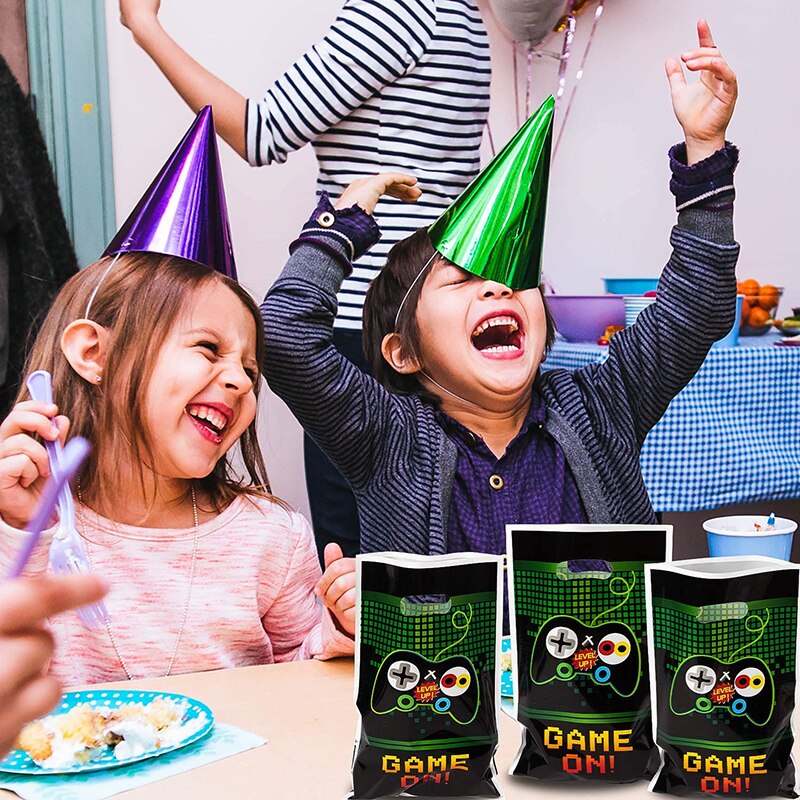 50Pcs Video Games Party Favor Bags Plastic Bags Gaming Candy Bags for Kids St. Patrick's Day Party Supplies Decorations