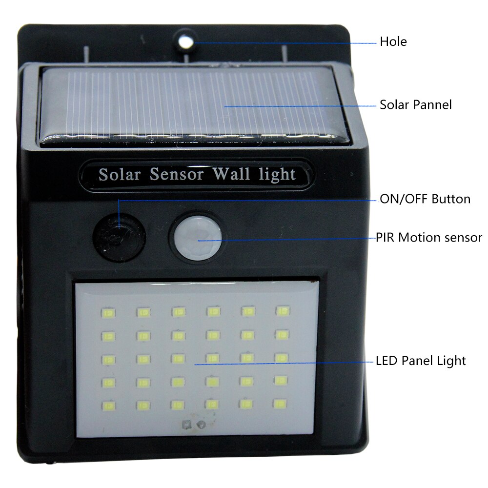 20 30 LED Solar Light Outdoor Solar Lamp PIR Motion Sensor Solar Panel Night Security Wall Light Garden Yard Path Waterproof