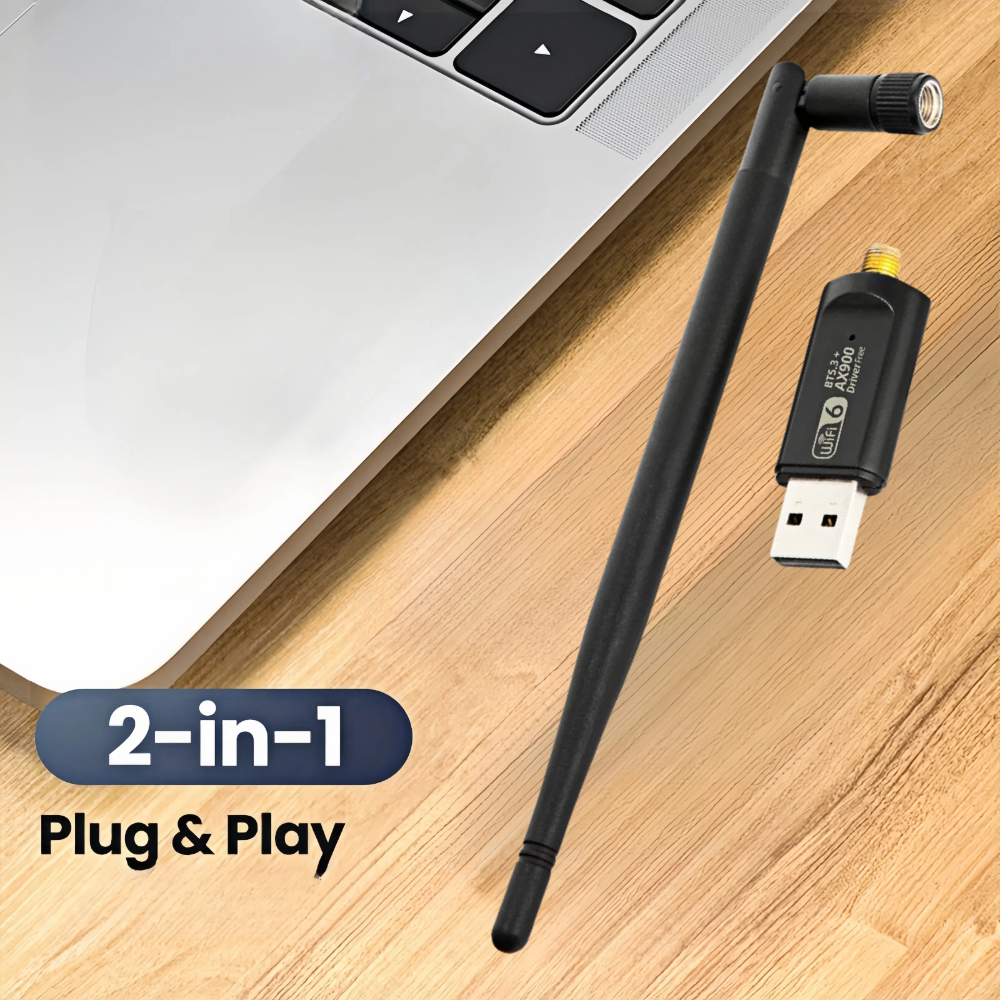 900Mbps WiFi USB Adapter 2 in 1 Bluetooth 5.3 Wifi6 Network Card 2.4G/5Ghz 5dbi Antenna USB Dongle Receiver Free Driver For PC