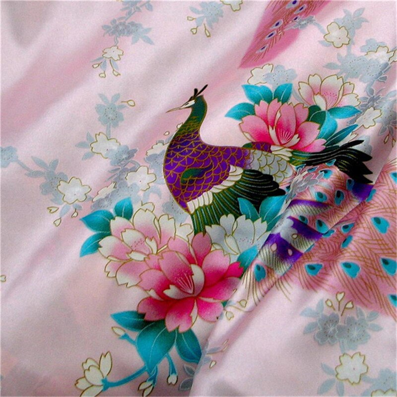 CF550 Rose Large Peacock Brocade Jacquard Fabric Traditional Chinese Wedding Cheongsam Qipao Fabric Mulberry Silk DIY Material