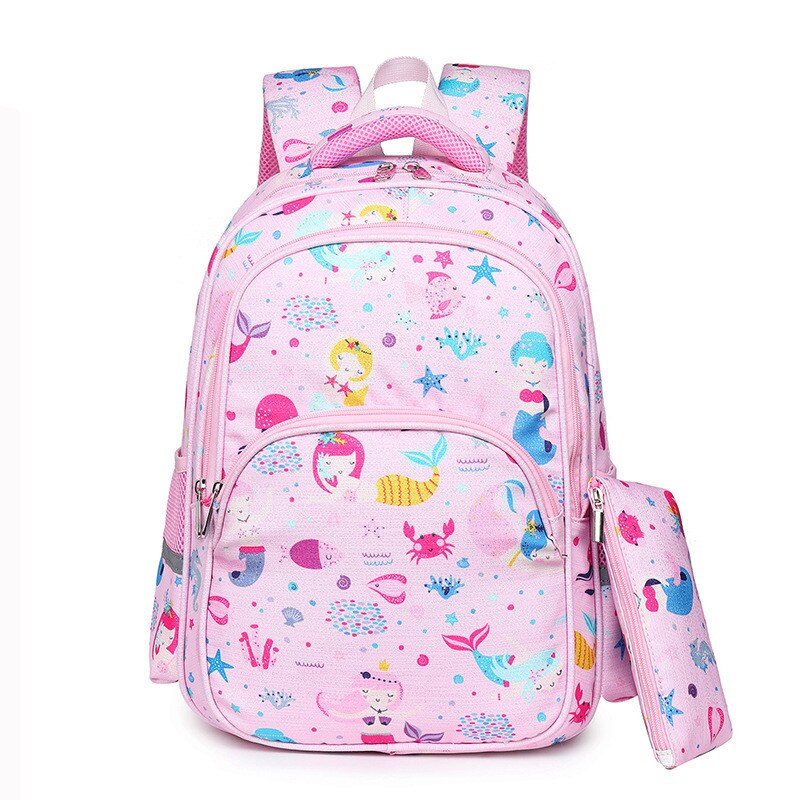 Girl Printing Primary Bookbag Waterproof School Backpacks For Girls Kids School Bags Children Mochila: pink