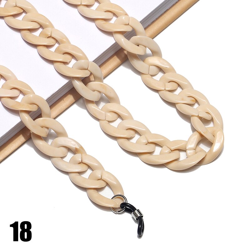 Mode Acryl Candy Kleur Zonnebril Kettingen Glazen Ketting Bandjes Ketting Chunky Lanyards Unisex Hals Brillen Strap: 18