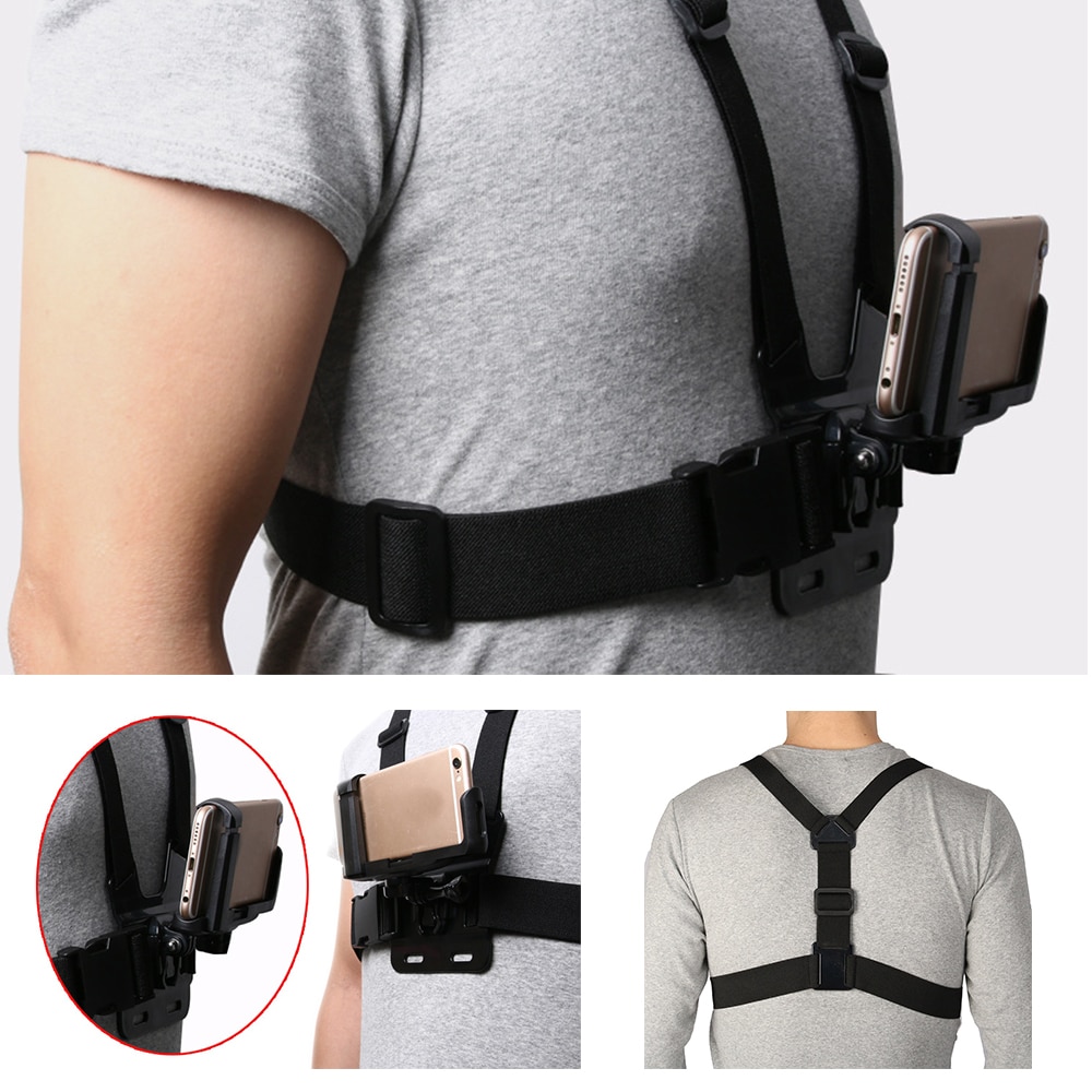 Portable Universal 6-8.5cm Width Mobile Phone Mount Holder+ Adjustable Clip Chest Harness Strap Cellphone For iPhone For Samsung