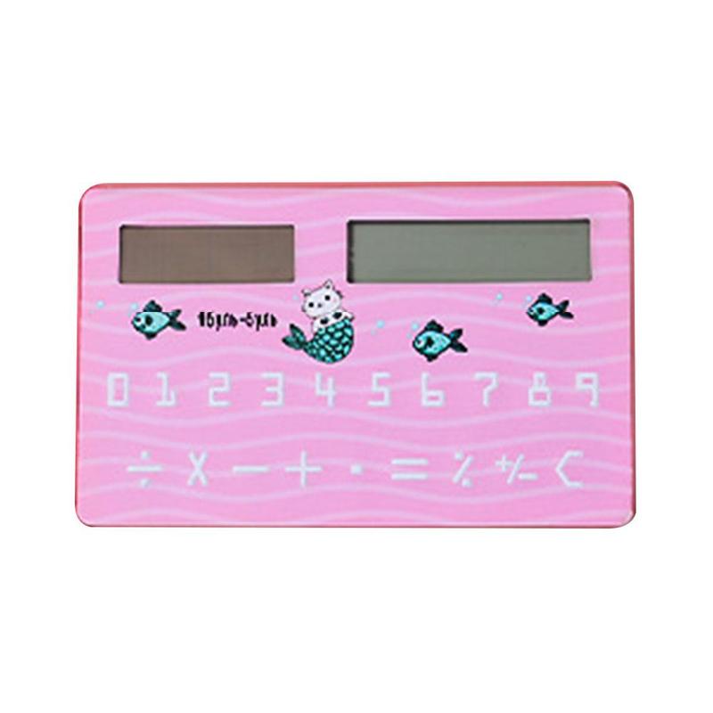 Słodki materiały piśmienne karta przenośny kalkulator mini Handheld ultra-chudy karta kalkulator słoneczny moc mały szczupły kieszeń kalkulator: d
