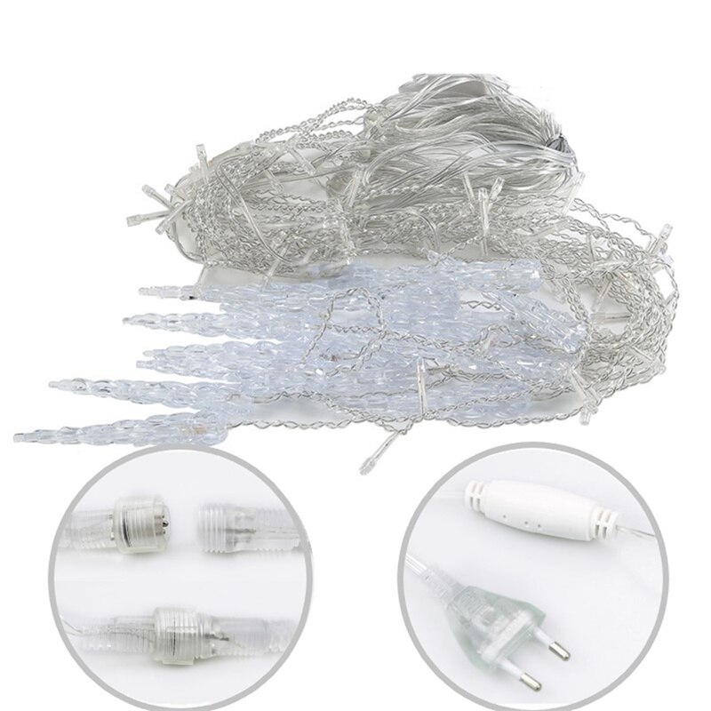 Guirxiété Lumineuse LED de Noël Extérieure, Rideau de Glaçons, Lumière Dégradée Droop, Centre Commercial, Jardin, Rue, Lumière Décorative, 5m-28m, 0.6-0.8m