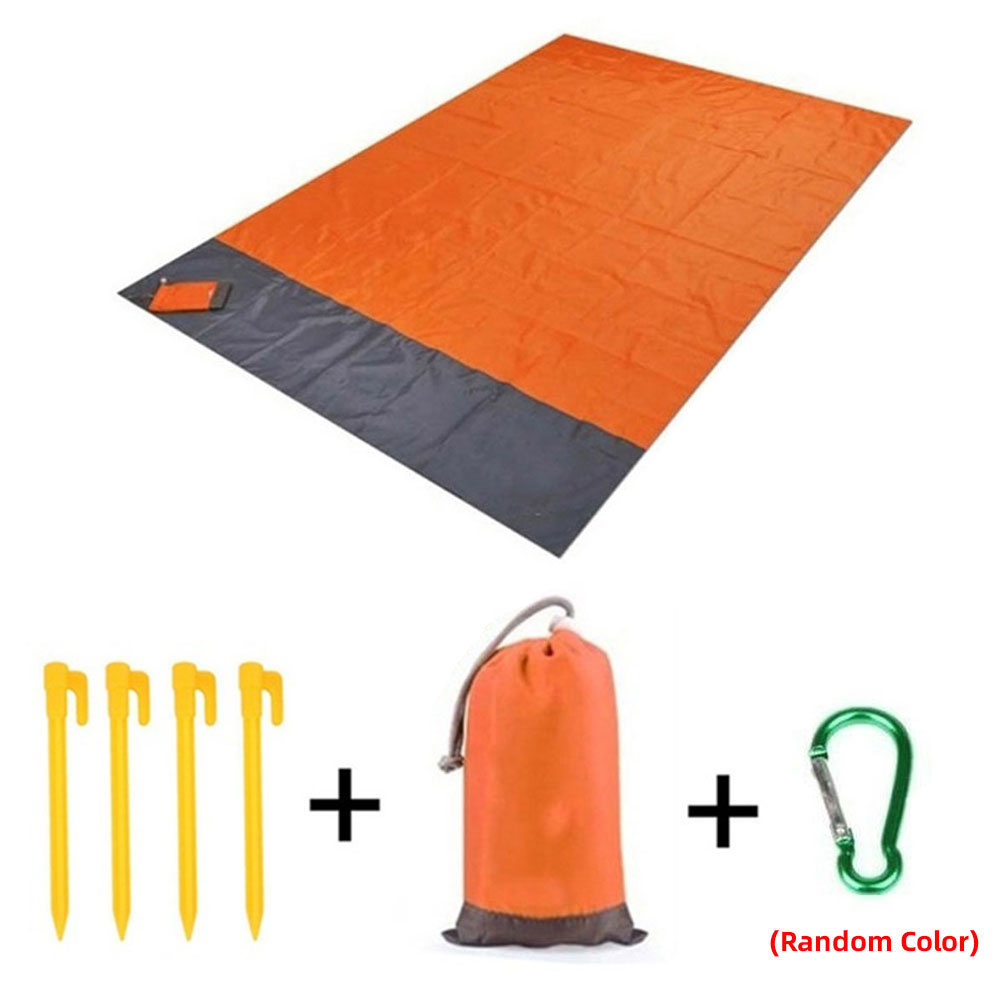 210 * 200cm Folding Camping Carpet Pocket Blanket Waterproof Beach Mat Outdoor Portable Picnic Mat Camping Bed Sleeping Pad: Orange sand gray / 140 X 200cm