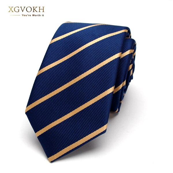 Mens blue striped Ties for Men 6cm Polyester Silk Neckties Casual tie Business Neckwear Corbatas Wedding tie: Default Title