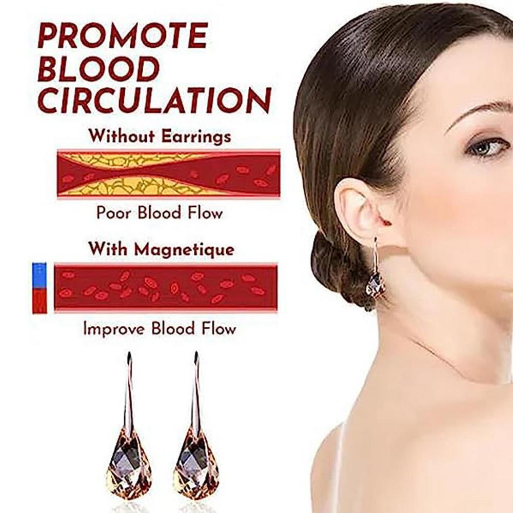 Boucles d'oreilles magnétiques amincissantes lymphatiques pour femmes, strass scintillants, pierre de Quartz, boucles d'oreilles de vidange lymphatique