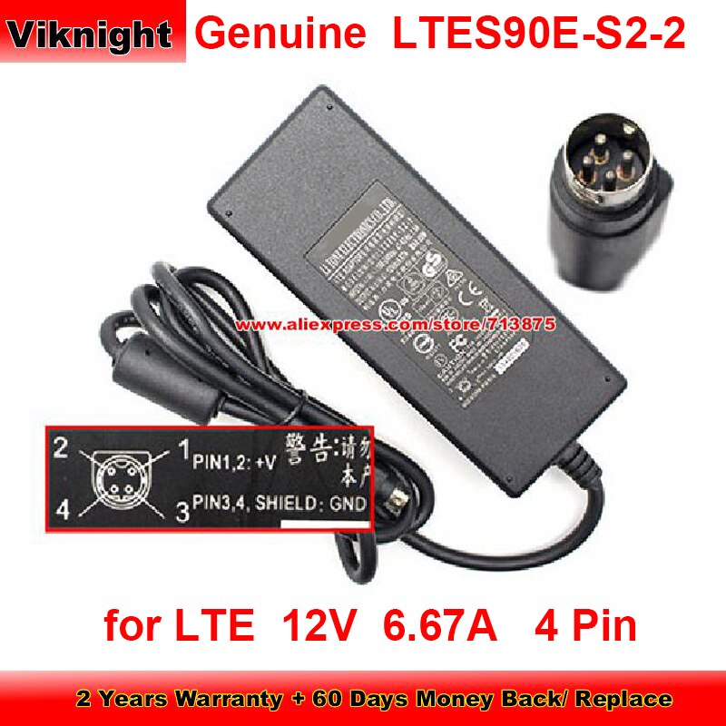 Echte 12V 6,67 A AC Adapter Runde mit 4 Stift Stecker 80W Ladegerät für LTE LTE90E-S2-2 Netzteil