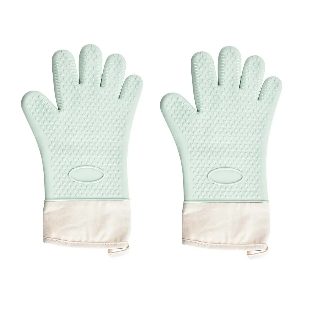 Barbecue Oven Gloves Anti-slip Heat Insulation Cooking Tools and Barbecue 1pair High Temperature Resistance Anti-scald Thicken: Gold