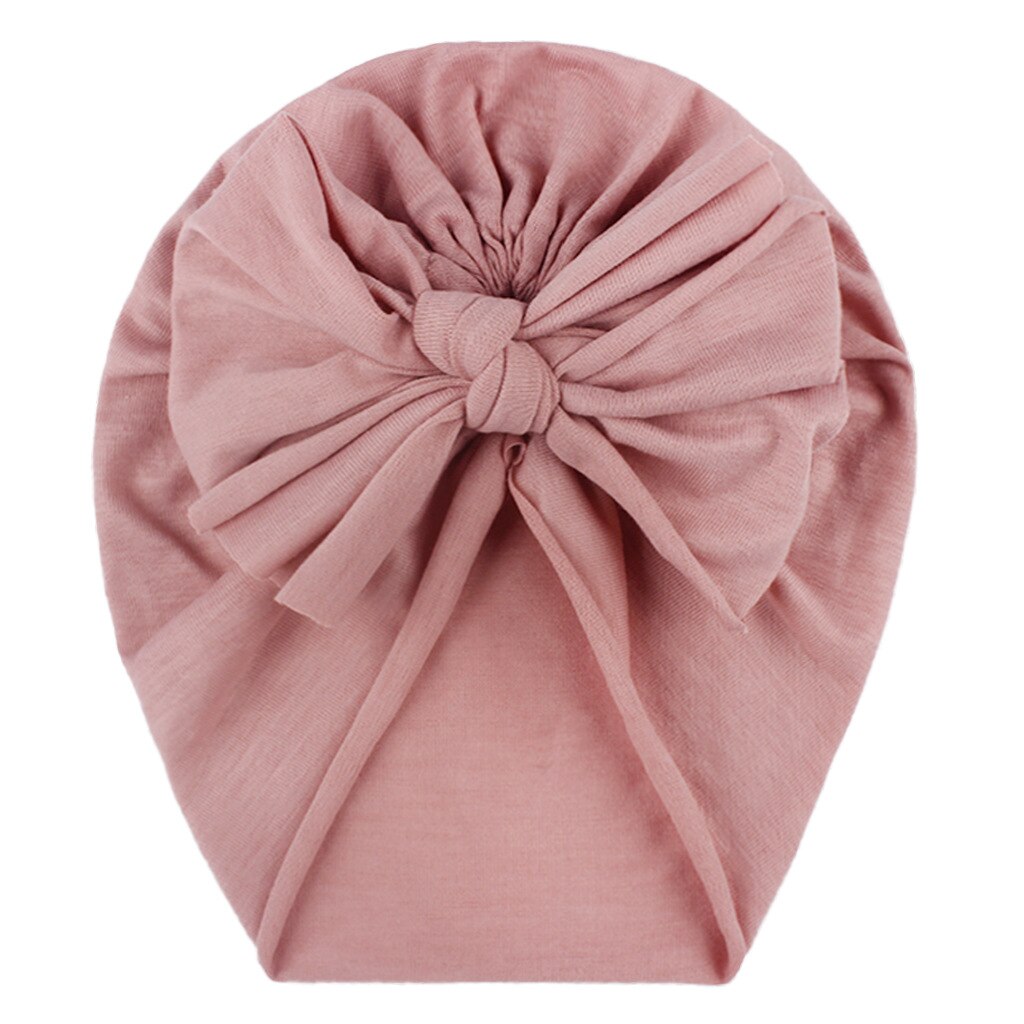 Gorro con cinta para la cabeza para bebé, gorra con estampado de lazo, turbante elástico de algodón, gorrito para envolver la cabeza para bebé, sombrero para niña, accesorios para el cabello para bebé: Pink1