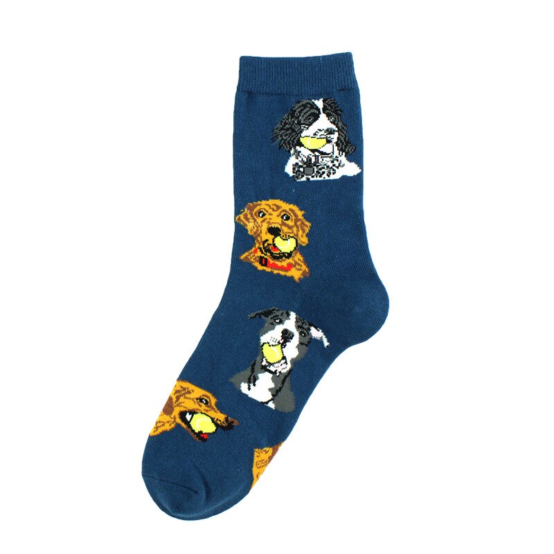 Harajuku Happy Socks para mujer divertidos dibujos animados Rana perro Concha ballena mariposa patrón transpirable calcetines de algodón para mujer