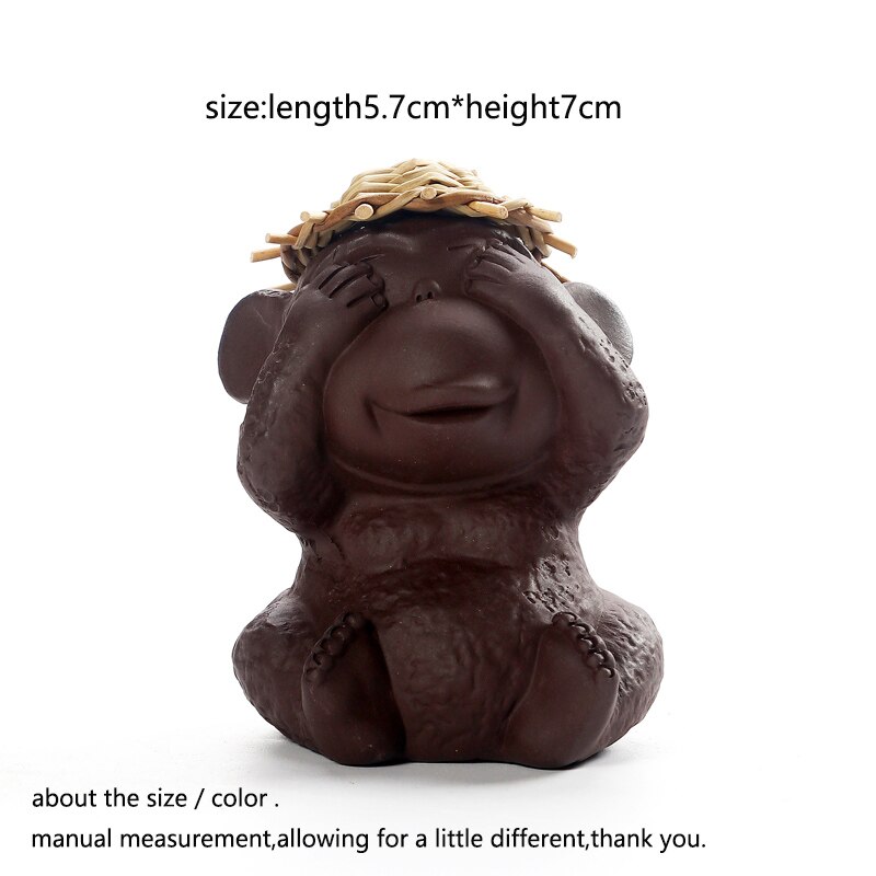 Estatua mono creativa de la suerte, té de arcilla púrpura, artesanía de cerámica para mascotas, kungfú chino, accesorios de juego de té, decoración para bandejas, de Boutique