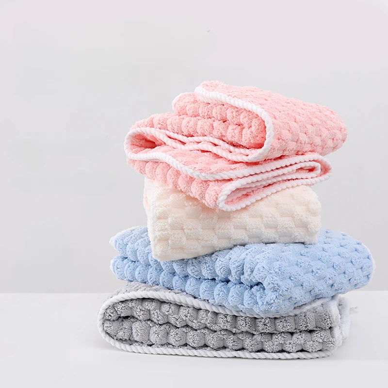 Toalla facial suave y gruesa de lana Coral, absorción de agua y secado rápido, toalla de mano de Color sólido para Baño, 1 Uds.