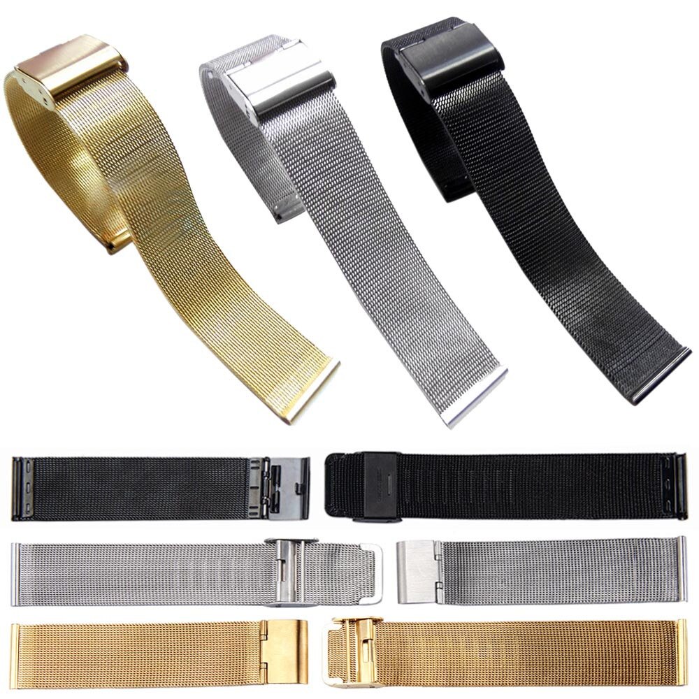 Bracelet de montre-Bracelet milanais de Bracelet de montre 22mm argent noir or Bracelet de remplacement de Bracelet de montre en acier inoxydable