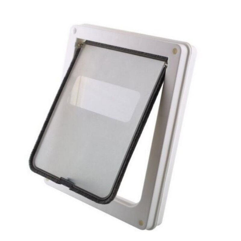 Ferme automatiquement la porte intérieure extérieure pour chien et chat, fournitures pour animaux de compagnie, plastique ABS résistant aux intempéries, rabat de sécurité verrouillable: White