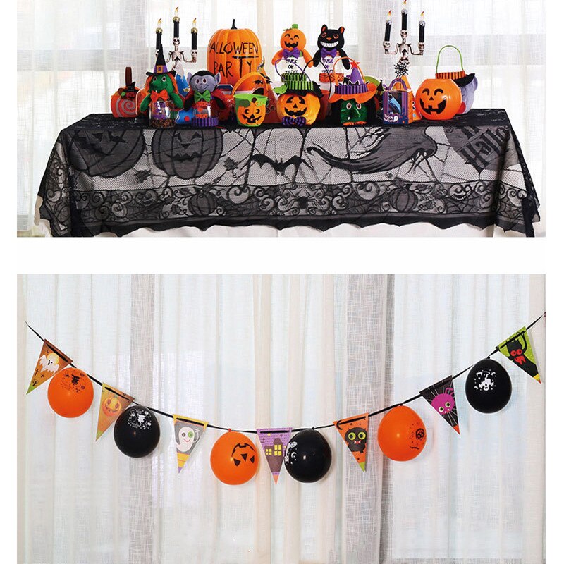 Driehoek Pull Vlag Vleermuis Schedel Pompoen Papieren Pull Bloem Decoratie Halloween Pull Vlag 3M Halloween Party Diy Decoraties