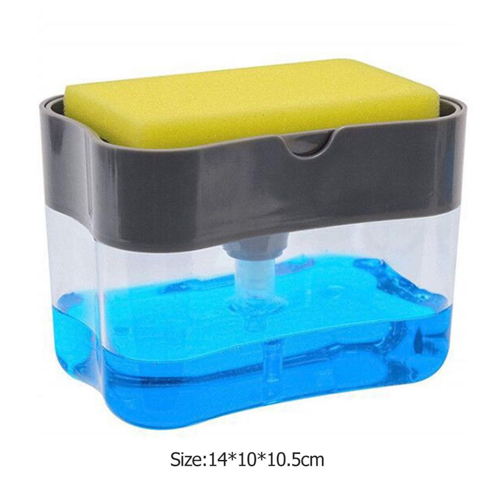 2 in 1 Scrubbing Liquid Detergent Dispenser Press-type Liquid Box Soap Box: B