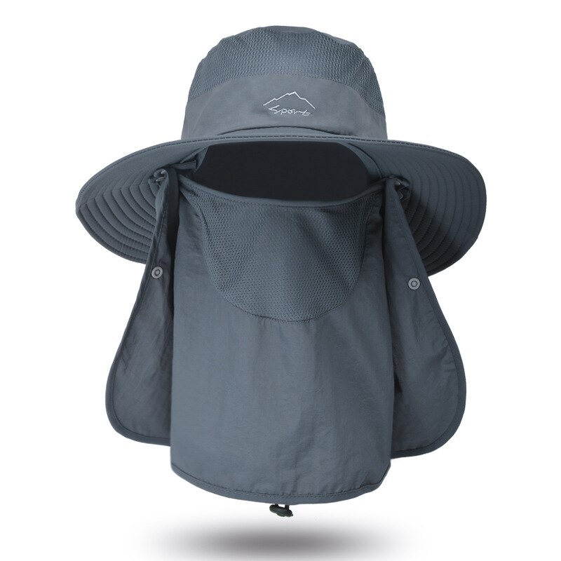 Männer Hütte Anti-Uv Eimer Hütte Fischer Hütte Sonnenschutz 360 Hüte Männer Sommer Hütte Hütte Gesicht Maske Schal kombiniert Sonnenblende: dunkel grau