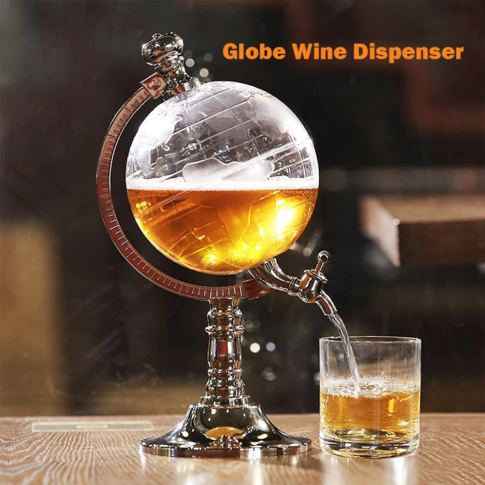 3,5 L Globus Wein Whiskey Dekanter Alkohol Spender Glas Bahre Schnaps Spender Sieb Getränke Händler Ausgießer mit Wasserhahn