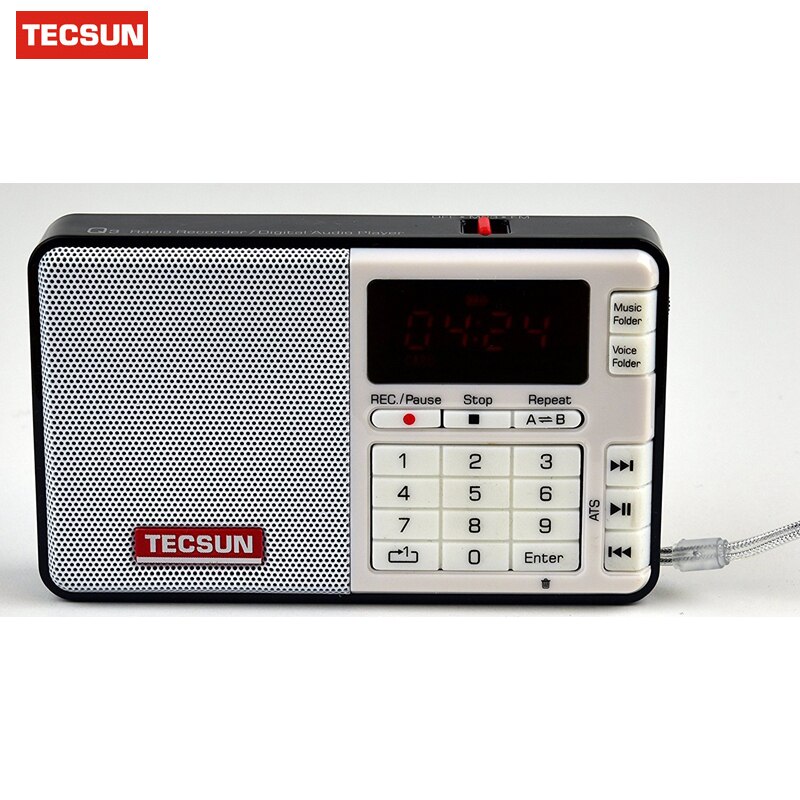 Freies TECSUN Q3 FM Stereo Taschenformat Recorder MP3 Spieler Radio FM 76-108