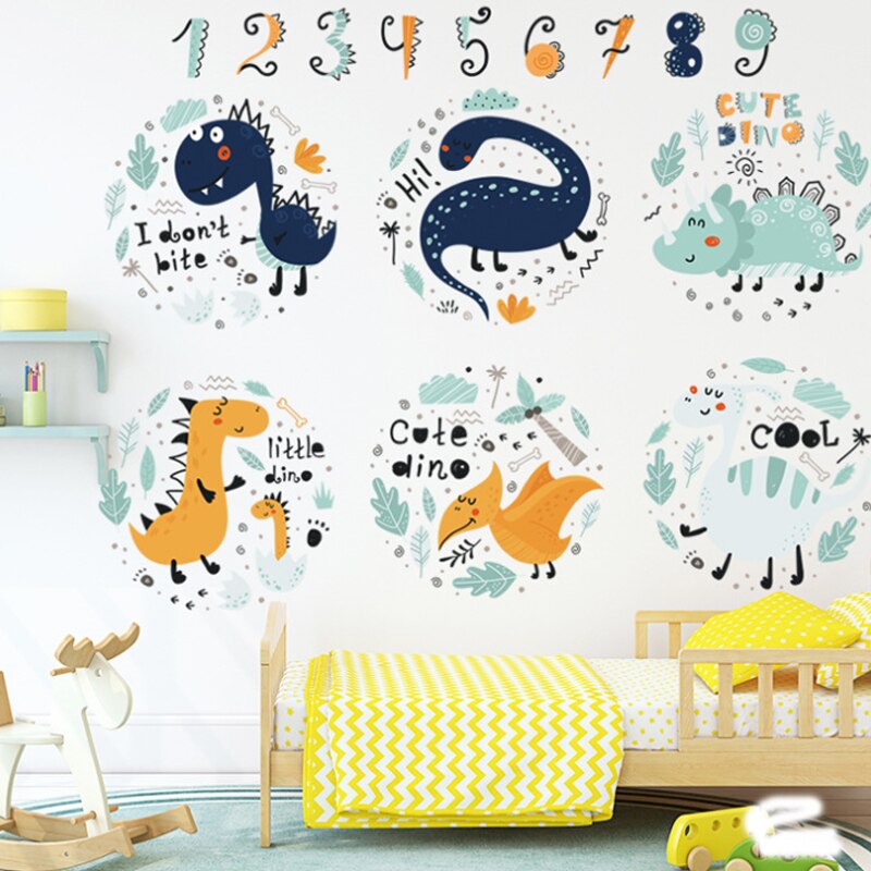 Dinosaur Shaped Wall Stickers, 4 Styles, Nursery Decor, Cartoon Animal Girl Boy, Aesthetic Wallpaper, Art