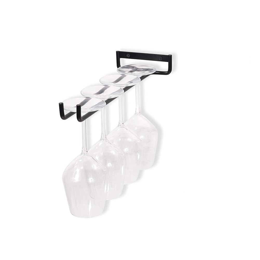 Single Row Wine Glass Rack Hanging Wine Cup Holder Bar Goblet Stemware Storage Racks Shelf Hanger Iron Kitchen Organizer