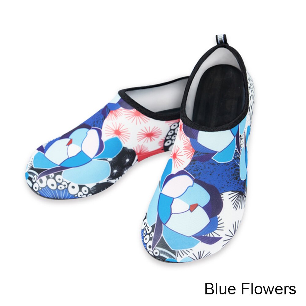 Kid sportowe buty wodne plaża pływanie dorosłe buty wędkarskie antypoślizgowe szybkoschnące skarpety boso buty do domu na zewnątrz: Blue Flowers   34-35