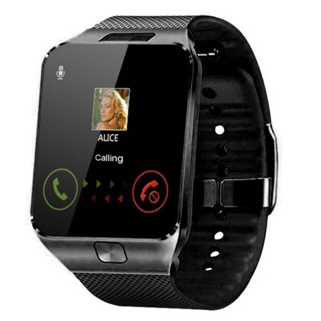 Touch screen smart ur  dz09 med kamera bluetooth armbåndsur sim-kort smartwatch til ios android telefoner support: Sort